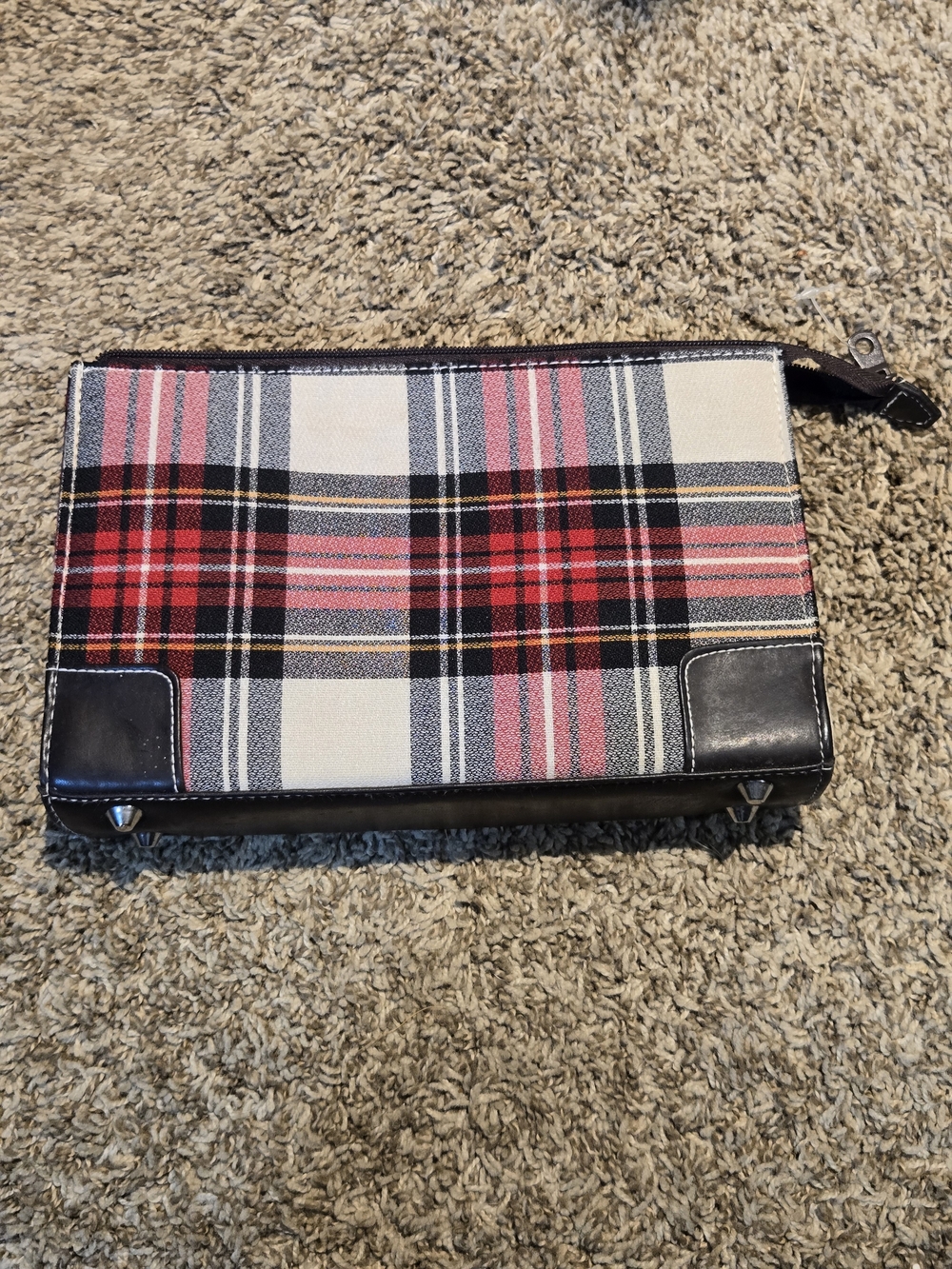 Modella Plaid Clutch in Red, Black, White